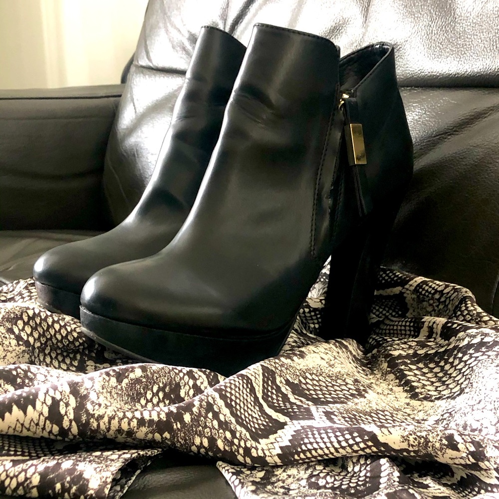Black also platform  booties worms once gold zipper
